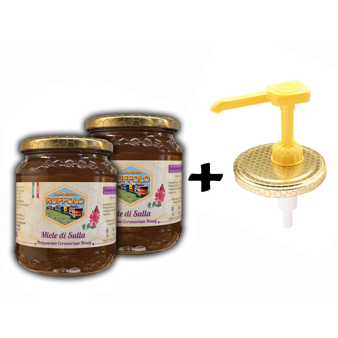 Dispenser Dosamiele con 2 vasi Miele Sulla 500g Ruffolo