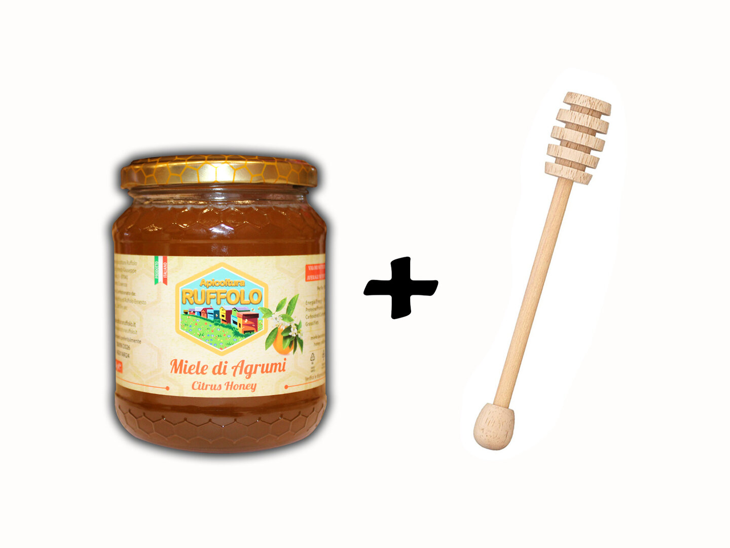 Kit 15 Spargi Miele legno con 1 vaso Agrumi 500g Ruffolo